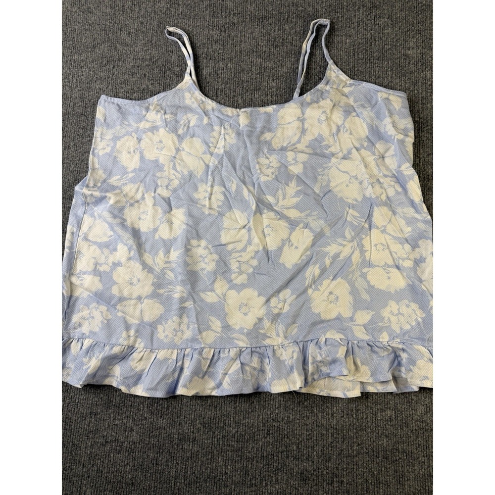 Splendid Floral Pajama Cami Top Blue‎ White Ruffle Hem Sleepwear Women XL